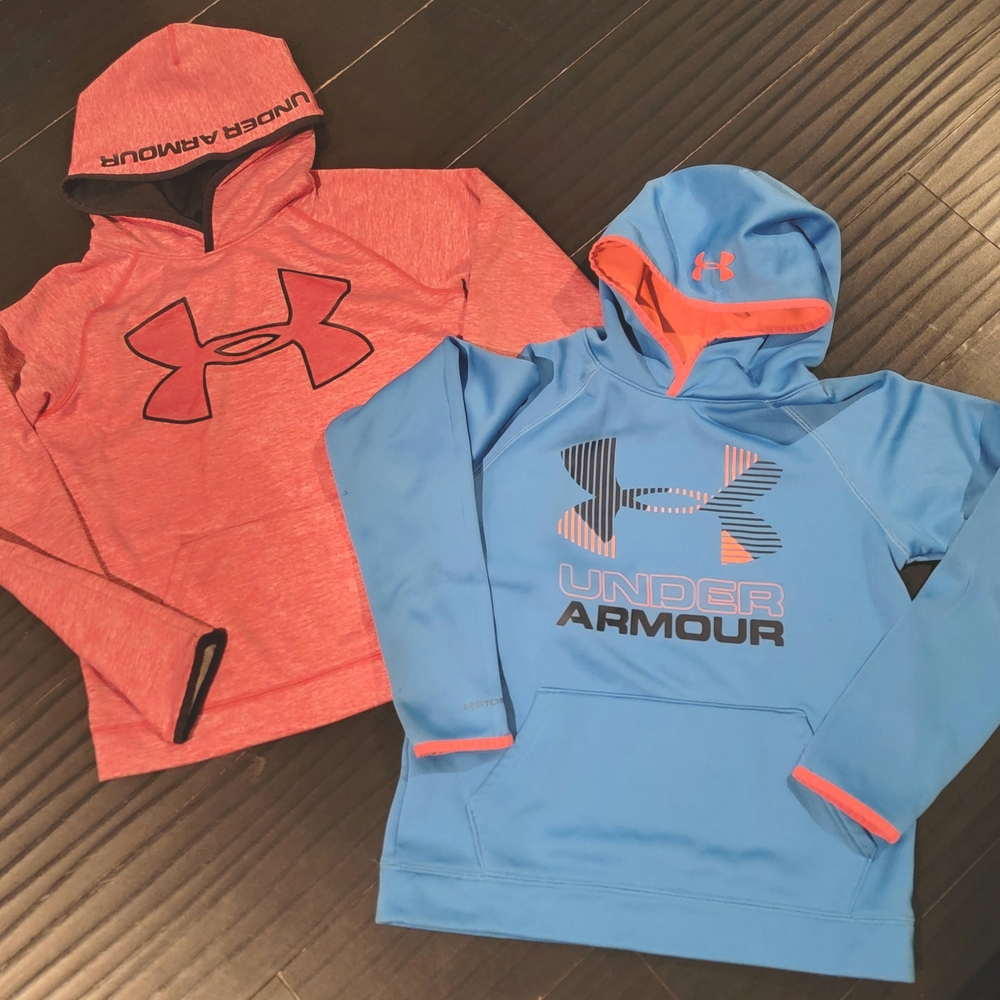 Under Armour Kids' Coral and Sky Blue Hoodies